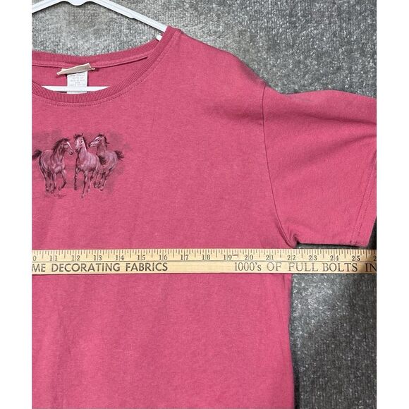 Vintage Artisans Screen Printing Horse Print Top Women Size XL Pink Short Sleeve - Picture 6 of 7